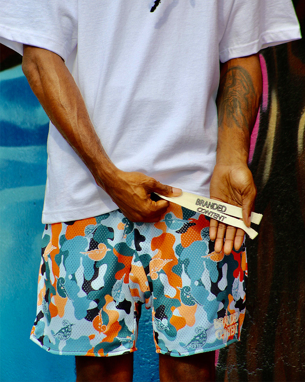 Camouflage Chameleon Mesh Shorts (Blue)
