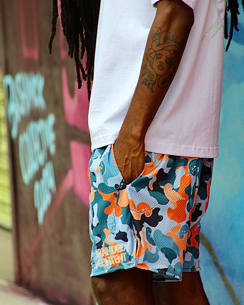 Camouflage Chameleon Mesh Shorts (Blue)